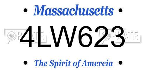 4LW623 Massachusetts License Plate