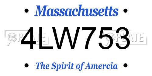 4LW753 Massachusetts License Plate