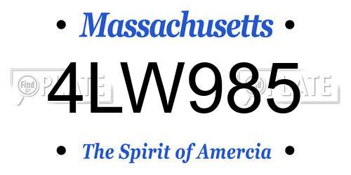 4LW985 Massachusetts License Plate