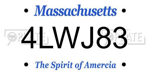 4LWJ83 Massachusetts License Plate