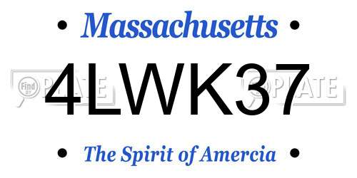 4LWK37 Massachusetts License Plate
