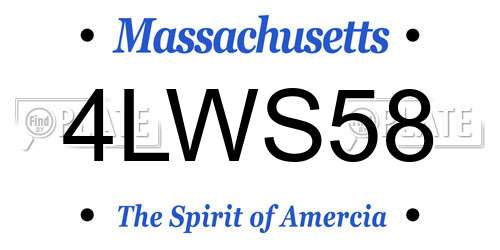 4LWS58 Massachusetts License Plate