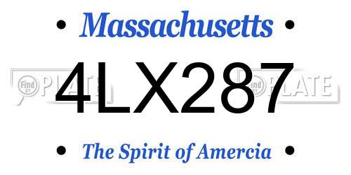 4LX287 Massachusetts License Plate