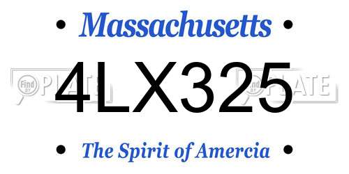 4LX325 Massachusetts License Plate
