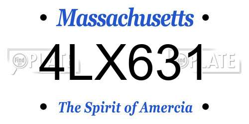 4LX631 Massachusetts License Plate