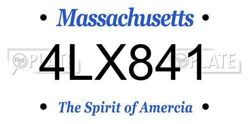 4LX841 Massachusetts License Plate