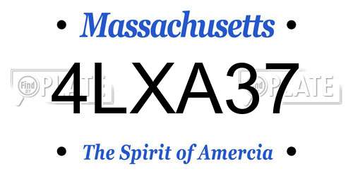 4LXA37 Massachusetts License Plate