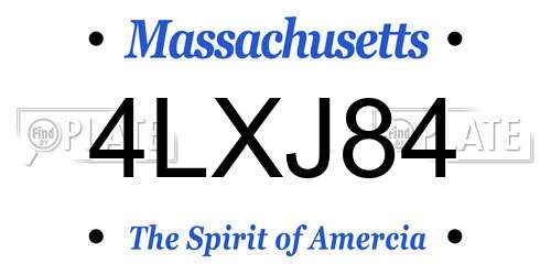 4LXJ84 Massachusetts License Plate