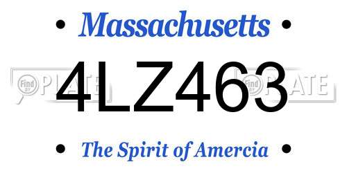 4LZ463 Massachusetts License Plate