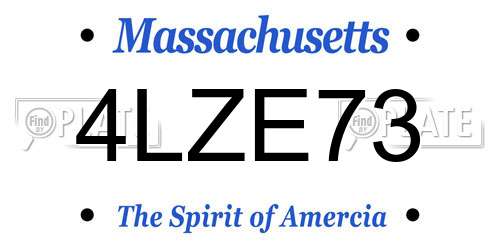 4LZE73 Massachusetts License Plate