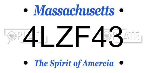 4LZF43 Massachusetts License Plate