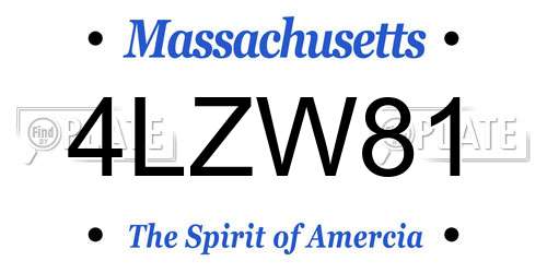 4LZW81 Massachusetts License Plate