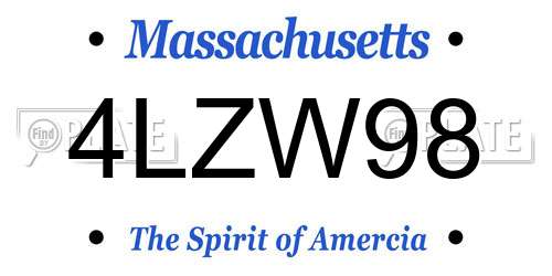 4LZW98 Massachusetts License Plate