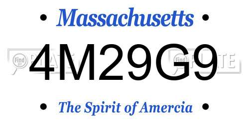 4M29G9 Massachusetts License Plate