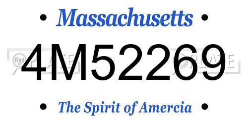 4M52269 Massachusetts License Plate