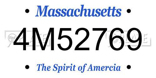 4M52769 Massachusetts License Plate