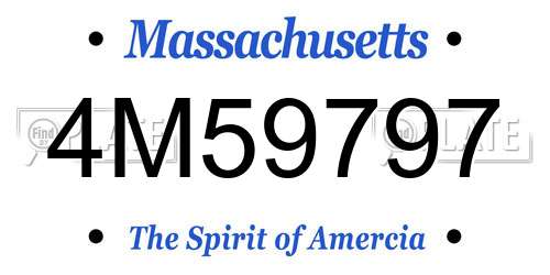 4M59797 Massachusetts License Plate