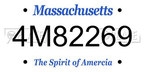 4M82269 Massachusetts License Plate