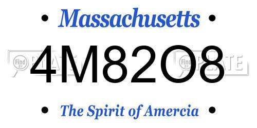 4M82O8 Massachusetts License Plate