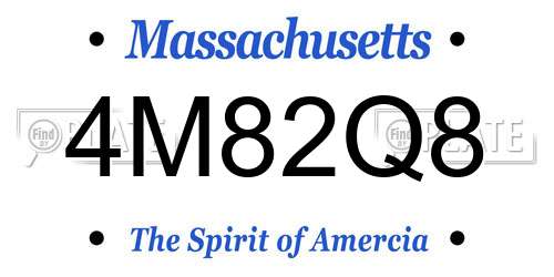 4M82Q8 Massachusetts License Plate
