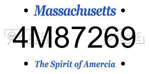 4M87269 Massachusetts License Plate