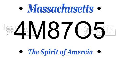 4M87O5 Massachusetts License Plate
