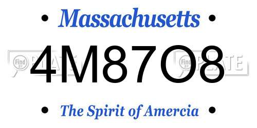 4M87O8 Massachusetts License Plate