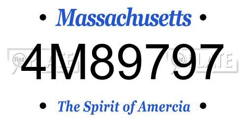 4M89797 Massachusetts License Plate