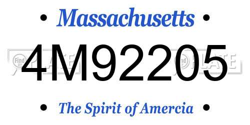 4M92205 Massachusetts License Plate