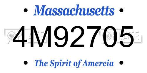 4M92705 Massachusetts License Plate
