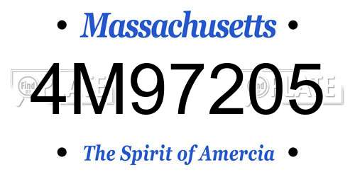 4M97205 Massachusetts License Plate