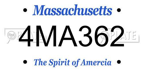 4MA362 Massachusetts License Plate