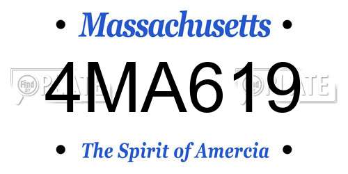 4MA619 Massachusetts License Plate