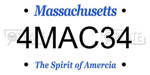 4MAC34 Massachusetts License Plate