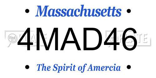 4MAD46 Massachusetts License Plate