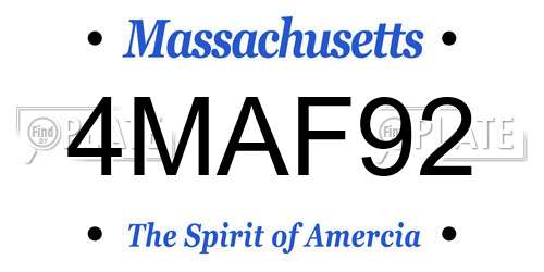 4MAF92 Massachusetts License Plate