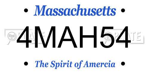 4MAH54 Massachusetts License Plate
