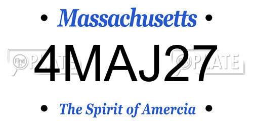4MAJ27 Massachusetts License Plate