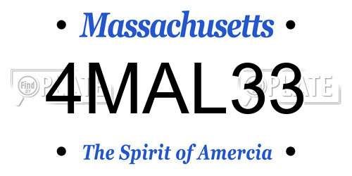 4MAL33 Massachusetts License Plate