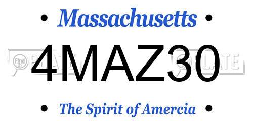4MAZ30 Massachusetts License Plate