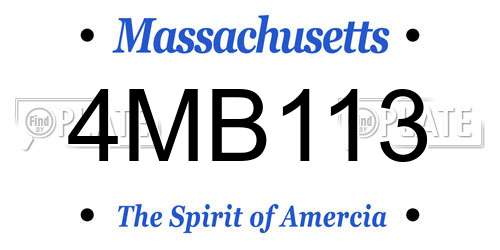 4MB113 Massachusetts License Plate