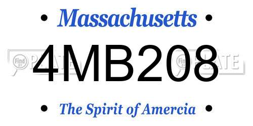 4MB208 Massachusetts License Plate