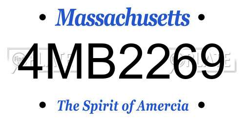 4MB2269 Massachusetts License Plate