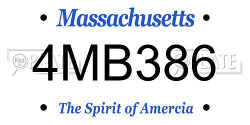 4MB386 Massachusetts License Plate