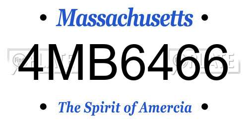 4MB6466 Massachusetts License Plate