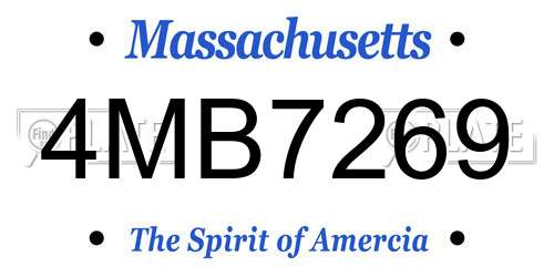 4MB7269 Massachusetts License Plate
