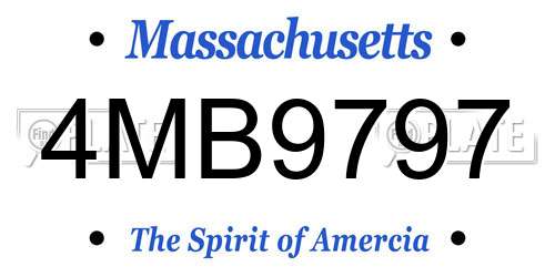 4MB9797 Massachusetts License Plate