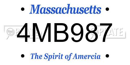 4MB987 Massachusetts License Plate