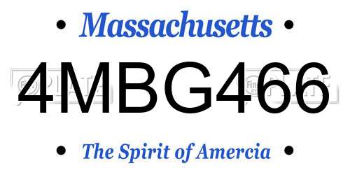 4MBG466 Massachusetts License Plate