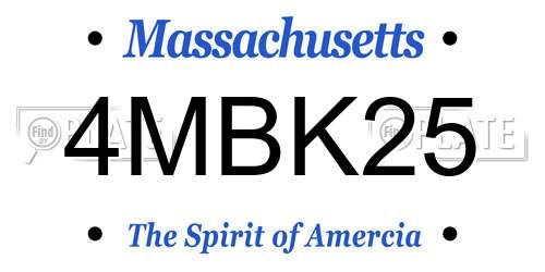 4MBK25 Massachusetts License Plate